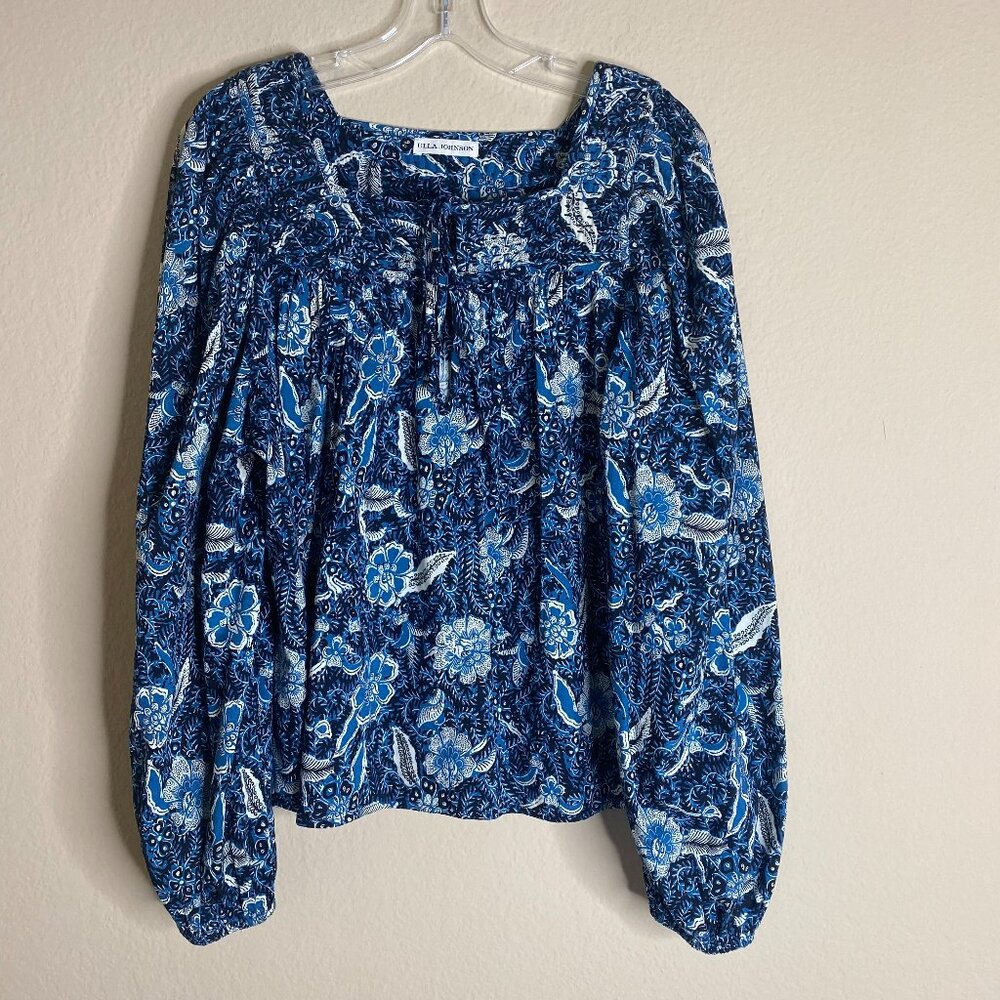 ulla johnson floral print long sleeve blouse